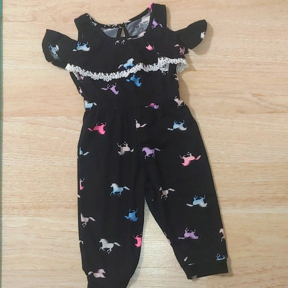 Baby girl's Black Unicorn Jogger Jumpsuit